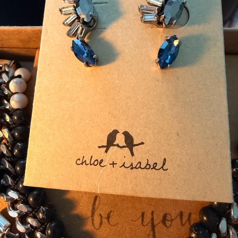 Chloe + Isabel Black and Silver Necklace and Earrings with Blue Accents. Hero! - Picture 6 of 11